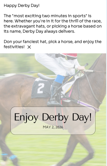 Derby Day social media post created by Levitate