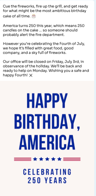 Fourth of July social media post created by Levitate