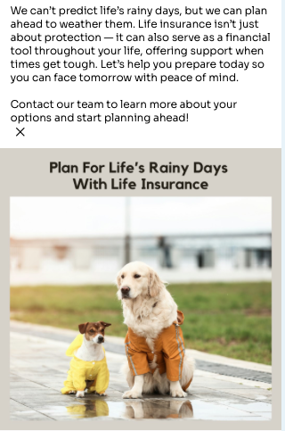 Rainy days financial planning social media content from Levitate